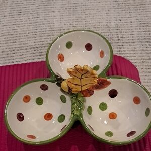 Fall Handpainted Ceramic Leaf Decorated Ceramic Bowl